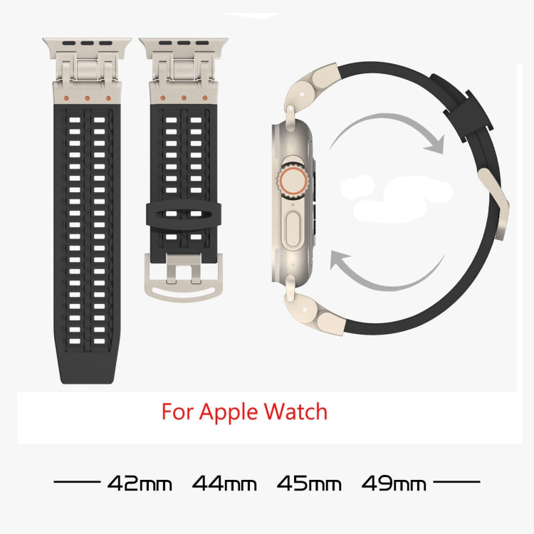 For Apple Watch Series 8 45mm Mecha Two Claw Silicone Watch Band(Forest Green) by bashfashion