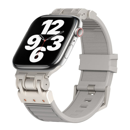 For Apple Watch Series 7 45mm Metal Mecha Plaid Silicone Watch Band(Cloud Gray) by bashfashion