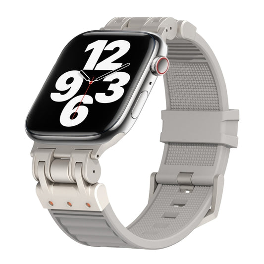 For Apple Watch Series 7 45mm Metal Mecha Plaid Silicone Watch Band(Cloud Gray) by bashfashion