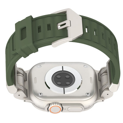 For Apple Watch Series 7 45mm Metal Mecha Plaid Silicone Watch Band(Forest Green) by bashfashion