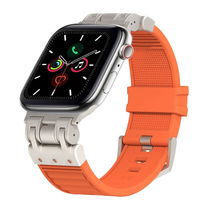 For Apple Watch Series 5 44mm Metal Mecha Plaid Silicone Watch Band(Orange) by bashfashion