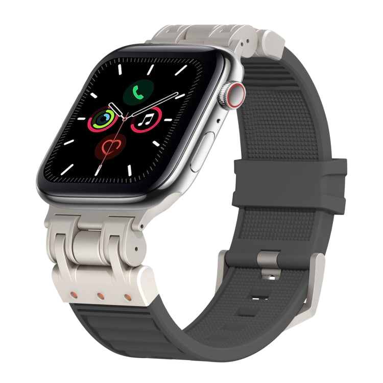 For Apple Watch Series 5 44mm Metal Mecha Plaid Silicone Watch Band(Dark Gray) by bashfashion