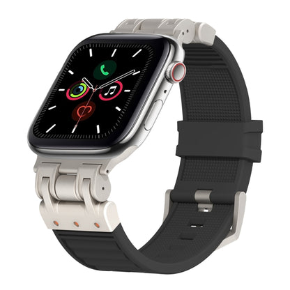 For Apple Watch Series 5 44mm Metal Mecha Plaid Silicone Watch Band(Black) by bashfashion