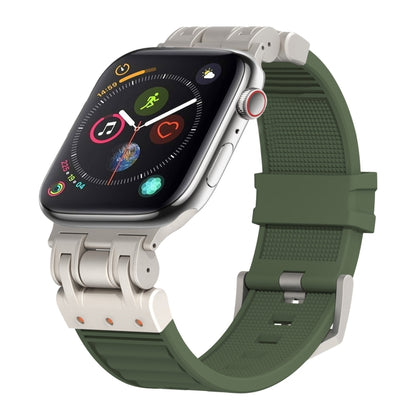 For Apple Watch Series 4 44mm Metal Mecha Plaid Silicone Watch Band(Forest Green) by bashfashion