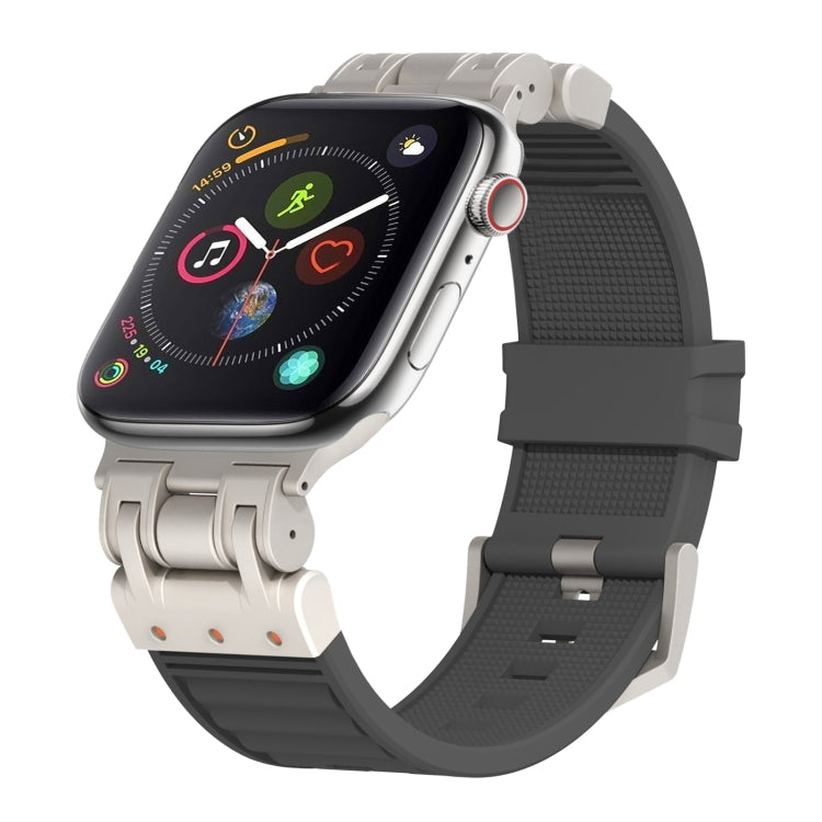 For Apple Watch Series 4 44mm Metal Mecha Plaid Silicone Watch Band(Dark Gray) by bashfashion