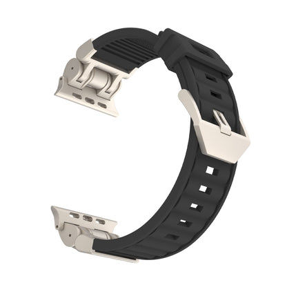 For Apple Watch Series 5 44mm Metal Mecha Plaid Silicone Watch Band(Forest Green) by bashfashion