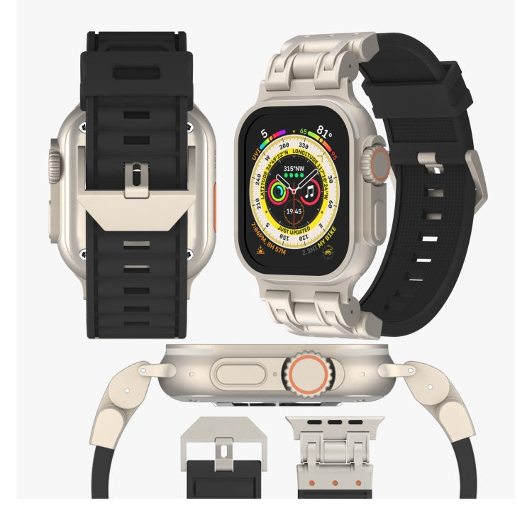 For Apple Watch Series 4 44mm Metal Mecha Plaid Silicone Watch Band(Cloud Gray) by bashfashion