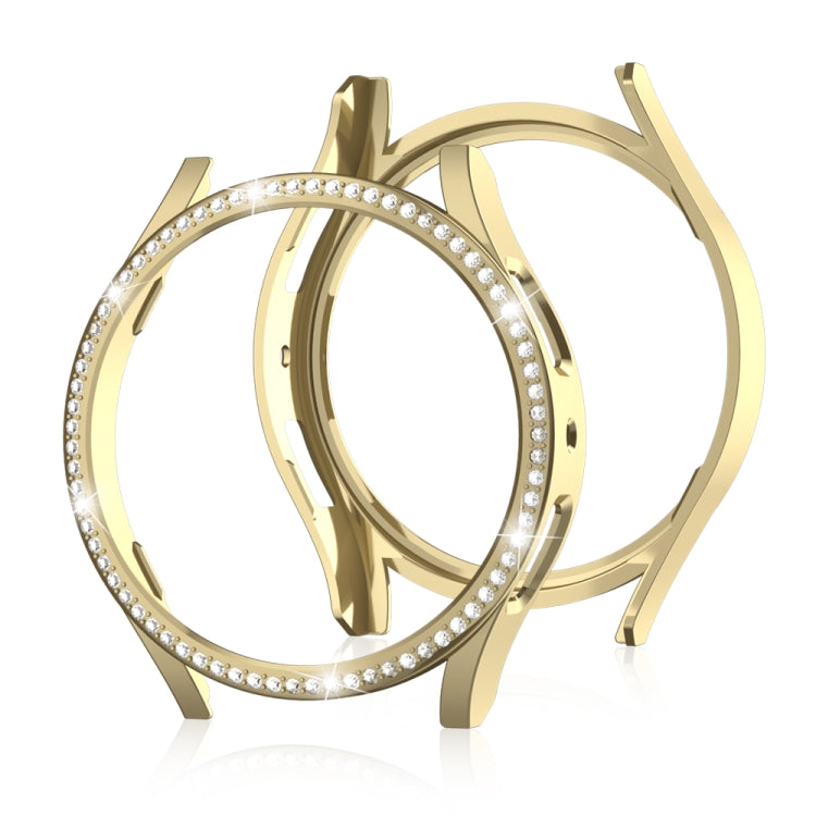 For Samsung Galaxy Watch 7 40mm Single Diamond Hollow PC Watch Protective Case(Gold) by bashfashion