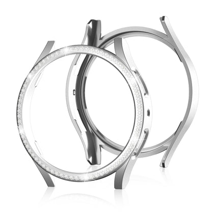 For Samsung Galaxy Watch 7 40mm Single Diamond Hollow PC Watch Protective Case(Silver) by bashfashion