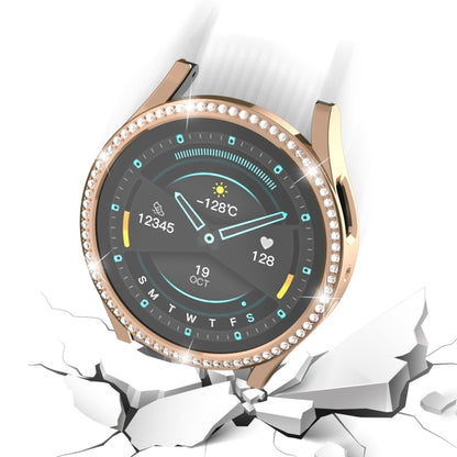 For Samsung Galaxy Watch 7 40mm Single Diamond Hollow PC Watch Protective Case(Rose Gold) by bashfashion