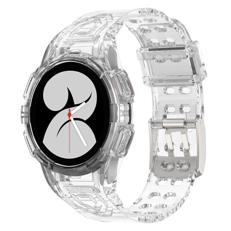 For Samsung Galaxy Watch FE / Watch6 / Watch6 Classic Armored TPU Integrated Watch Band(Transparent White) by bashfashion