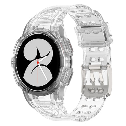 For Samsung Galaxy Watch FE / Watch6 / Watch6 Classic Armored TPU Integrated Watch Band(Transparent White) by bashfashion