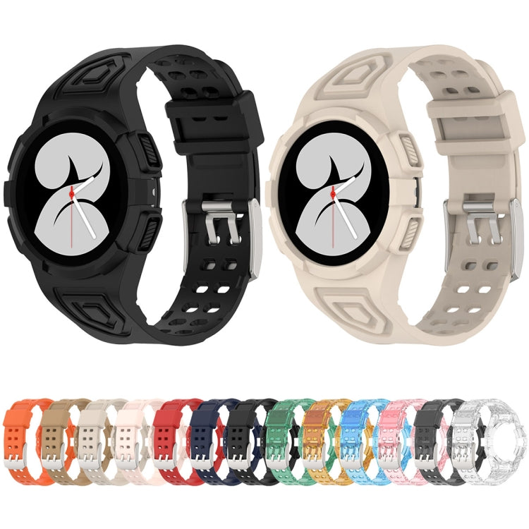For Samsung Galaxy Watch FE / Watch6 / Watch6 Classic Armored TPU Integrated Watch Band(Transparent White) by bashfashion