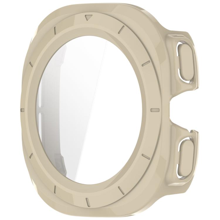For Samsung Galaxy Watch Ultra 47mm / Ultra 2025 Tempered Film Integrated Waterproof PC Watch Protective Cover(Ivory) by bashfashion