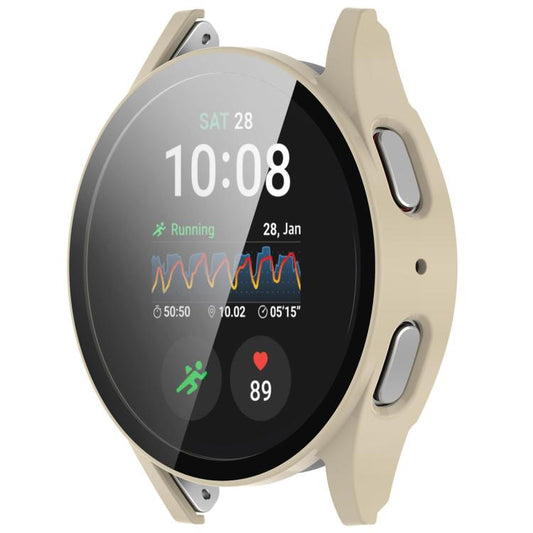 For Samsung Galaxy Watch 7 44mm Tempered Film Integrated Waterproof PC Watch Protective Cover(Ivory) by bashfashion
