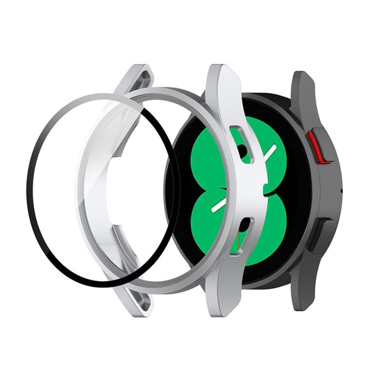 For Samsung Galaxy Watch FE 40mm PC + Tempered Glass Film Integrated Watch Protective Case(Silver) by bashfashion