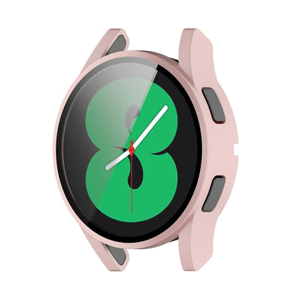 For Samsung Galaxy Watch FE 40mm PC + Tempered Glass Film Integrated Watch Protective Case(Rose Gold) by bashfashion