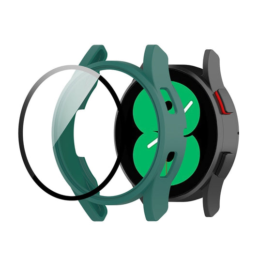 For Samsung Galaxy Watch FE 40mm PC + Tempered Glass Film Integrated Watch Protective Case(Green) by bashfashion