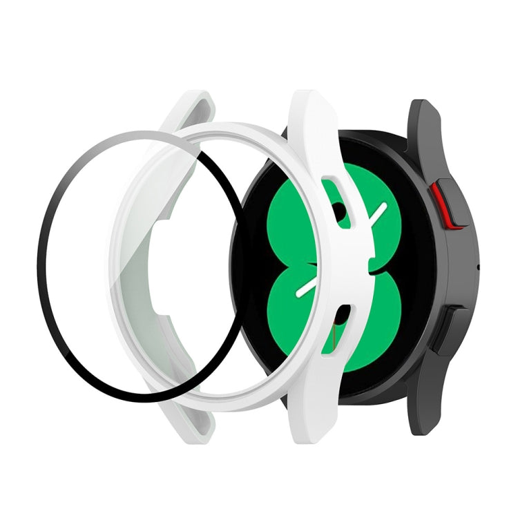 For Samsung Galaxy Watch FE 40mm PC + Tempered Glass Film Integrated Watch Protective Case(White) by bashfashion