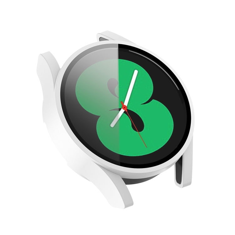 For Samsung Galaxy Watch FE 40mm PC + Tempered Glass Film Integrated Watch Protective Case(White) by bashfashion
