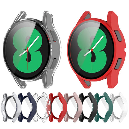 For Samsung Galaxy Watch FE 40mm PC + Tempered Glass Film Integrated Watch Protective Case(Red) by bashfashion