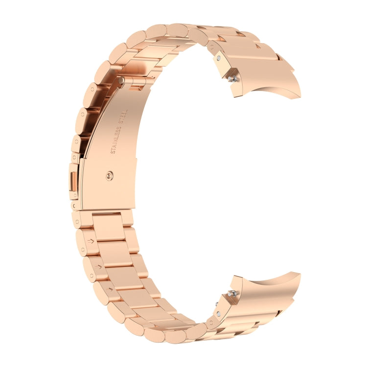 For Samsung Galaxy Watch 7 40 / 44mm Three Bead Stainless Steel Metal Watch Strap(Rose Gold) by bashfashion