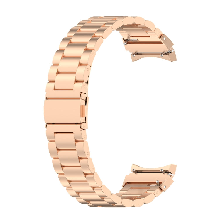 For Samsung Galaxy Watch FE 40mm Three Bead Stainless Steel Metal Watch Strap(Rose Gold) by bashfashion