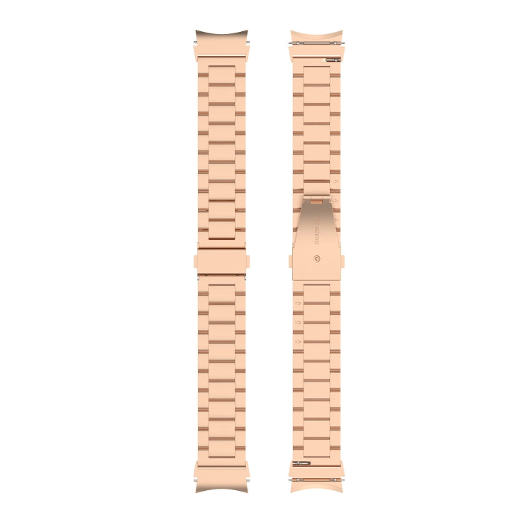 For Samsung Galaxy Watch FE 40mm Three Bead Stainless Steel Metal Watch Strap(Rose Gold) by bashfashion