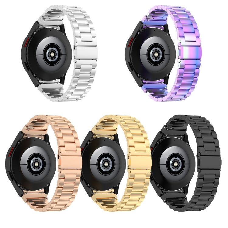 For Samsung Galaxy Watch 7 40 / 44mm Three Bead Stainless Steel Metal Watch Strap(Gold) by bashfashion