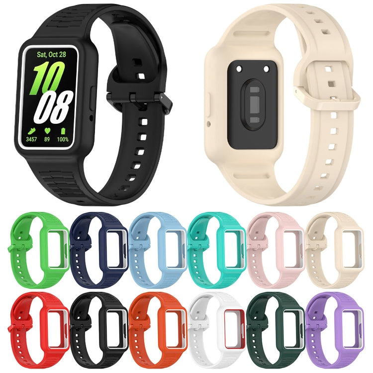 For Samsung Galaxy Fit3 Two Color Frame Integrated Silicone Watch Band(Fluorescent Green) by bashfashion