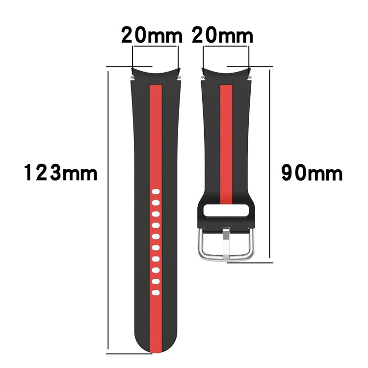 For Samsung Galaxy Watch 7 40 / 44mm Two Color Stripe Silicone Watch Band(Black Red) by bashfashion