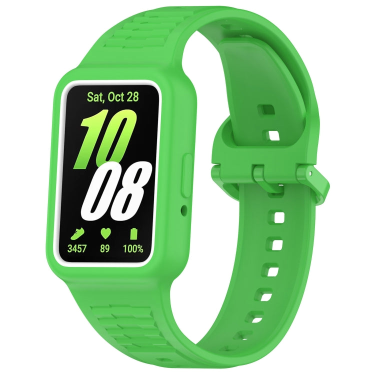 For Huawei Band 9 NFC Two Color Frame Integrated Silicone Watch Band(Fluorescent Green) by bashfashion