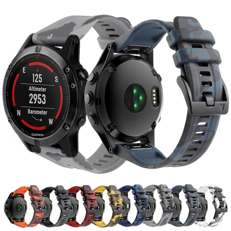 For Garmin Fenix 7X / 7X Pro / Tactix 7 Camouflage Quick Release Silicone Watch Band(White) by bashfashion