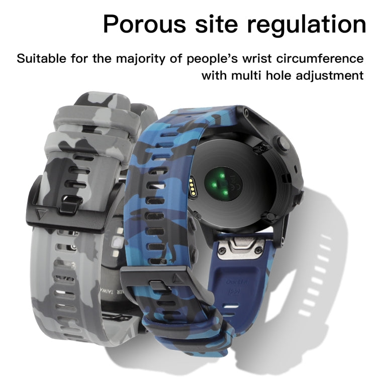 For Garmin Fenix 7X / 7X Pro / Tactix 7 Camouflage Quick Release Silicone Watch Band(White) by bashfashion