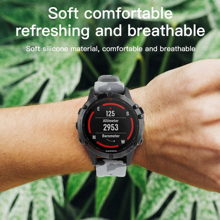 For Garmin Fenix 7X / 7X Pro / Tactix 7 Camouflage Quick Release Silicone Watch Band(White) by bashfashion