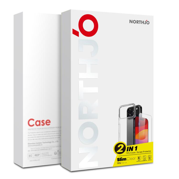 For iPhone 17 Pro NORTHJO 2 in 1 TPU Phone Case Screen Protector Tempered Glass Film(Clear) by NORTHJO