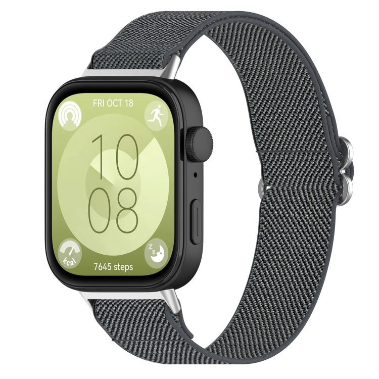 For Huawei Watch Fit 3 Ethnic Style Elastic Nylon Watch Band(Dark gray) by bashfashion