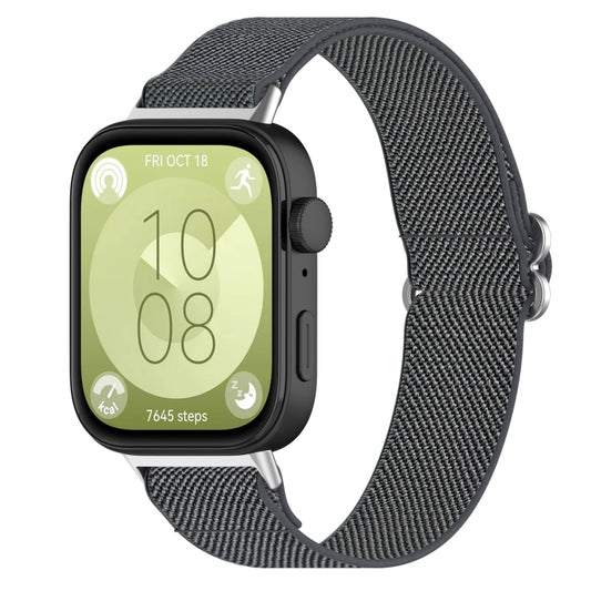 For Huawei Watch Fit 3 Ethnic Style Elastic Nylon Watch Band(Dark gray) by bashfashion