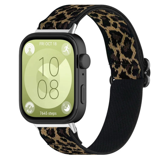 For Huawei Watch Fit 3 Ethnic Style Elastic Nylon Watch Band(Leopard Print) by bashfashion