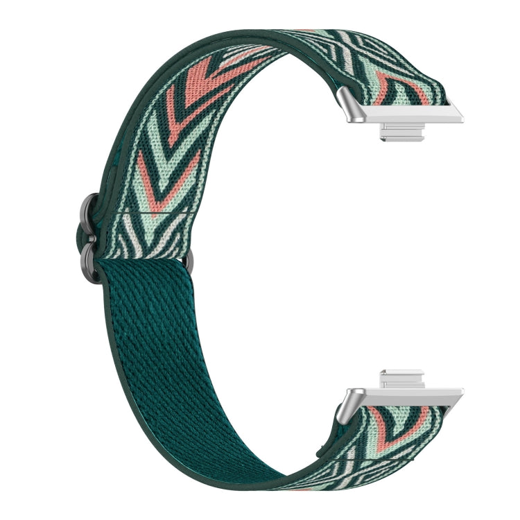For Huawei Watch Fit 3 Ethnic Style Elastic Nylon Watch Band(Green Arrow) by bashfashion