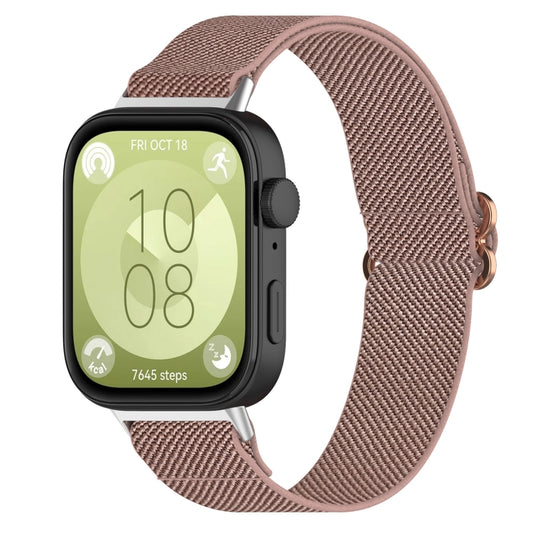 For Huawei Watch Fit 3 Ethnic Style Elastic Nylon Watch Band(Rose Pink) by bashfashion