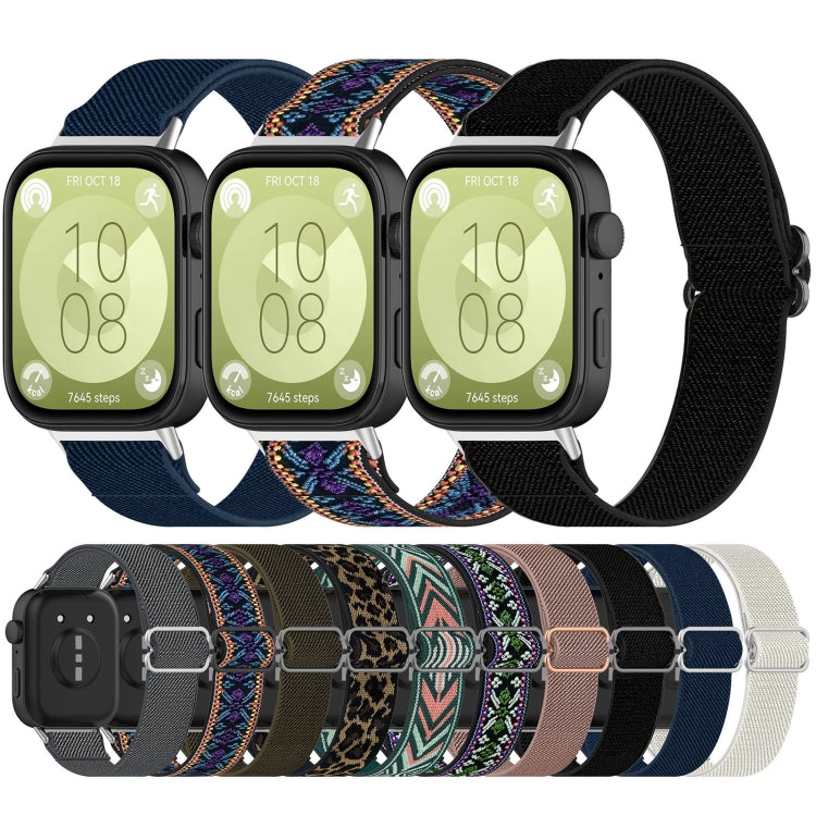 For Huawei Watch Fit 3 Ethnic Style Elastic Nylon Watch Band(Black) by bashfashion