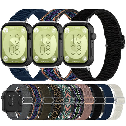 For Huawei Watch Fit 3 Ethnic Style Elastic Nylon Watch Band(Black) by bashfashion