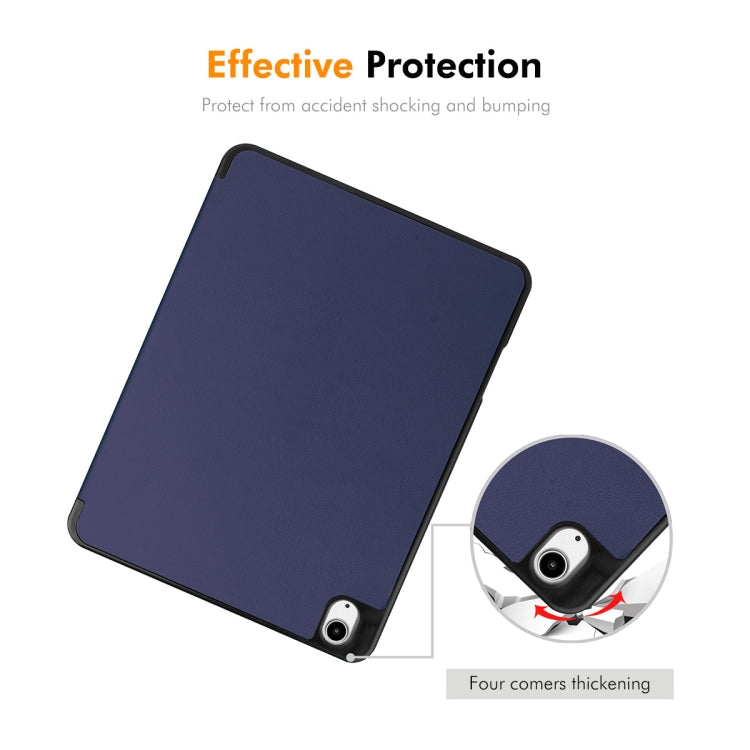 For iPad Air 13 2025 / 2024 ENKAY Tri-fold Custer Texture TPU Leather Smart Tablet Case with Pen Slot(Black) by ENKAY