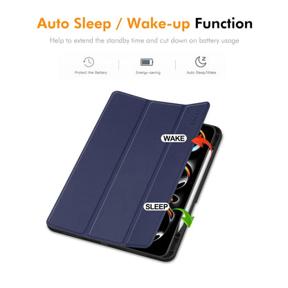 For iPad Pro 13 2025 / 2024 ENKAY Tri-fold Custer Texture TPU Leather Smart Tablet Case with Pen Slot(Dark Blue) by ENKAY