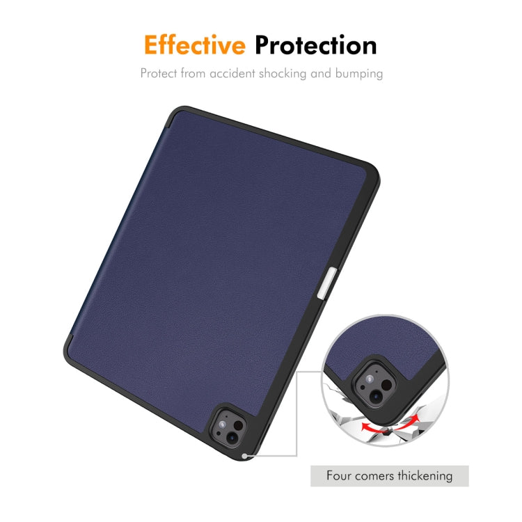 For iPad Pro 13 2025 / 2024 ENKAY Tri-fold Custer Texture TPU Leather Smart Tablet Case with Pen Slot(Grey) by ENKAY