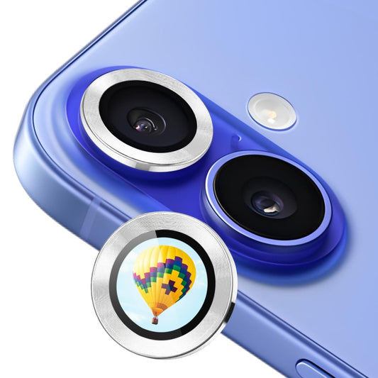 For iPhone 16 / 16 Plus ENKAY Hat-Prince AR 9H Rear Lens Aluminium Alloy Tempered Glass Film(Silver) by ENKAY