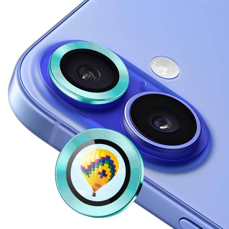 For iPhone 16 / 16 Plus ENKAY Hat-Prince AR 9H Rear Lens Aluminium Alloy Tempered Glass Film(Peacock Green) by ENKAY