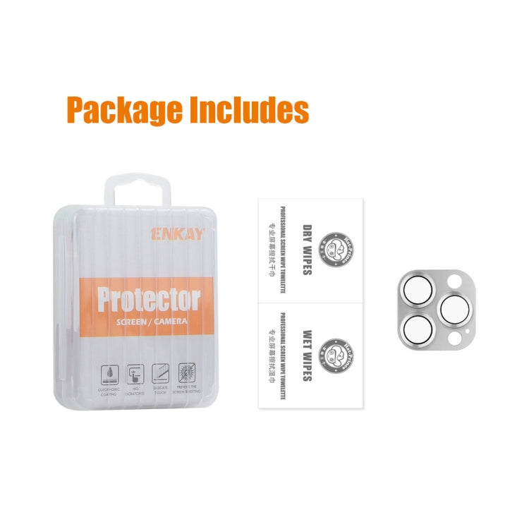 For iPhone 16 Pro / 16 Pro Max ENKAY Aluminium Alloy Tempered Glass Lens Cover Film(Black) by ENKAY