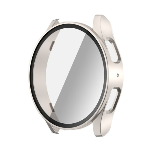 For Samsun Galaxy Watch 7 44mm PC + Tempered Film Integrated Watch Protective Case(Starlight) by bashfashion